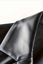 Loose-Fit Faux Leather Blazer with a Notched Collar