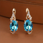 Round and Oval-Cut Stone Drop Earrings