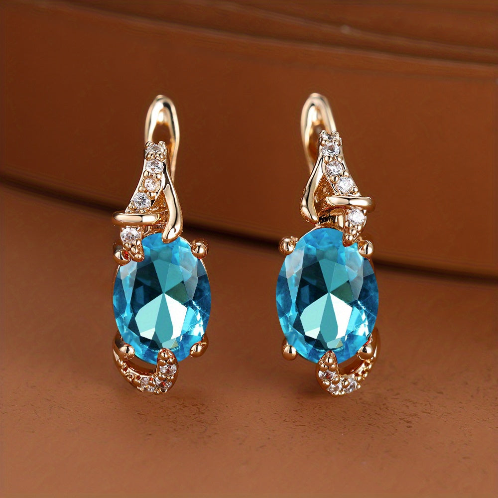 Round and Oval-Cut Stone Drop Earrings