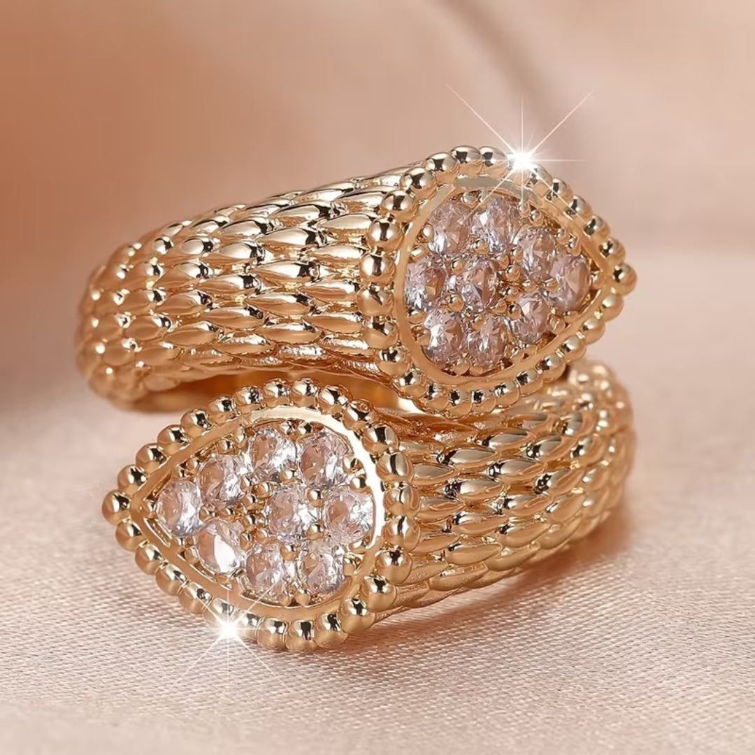 Textured Teardrop Pavé Ring