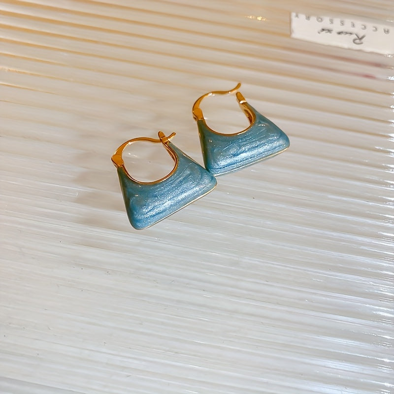 Retro Handbag Enamel Hoop Earrings
