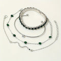 Four-Piece Green Rhinestone Jewellery Set