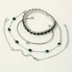 Four-Piece Green Rhinestone Jewellery Set
