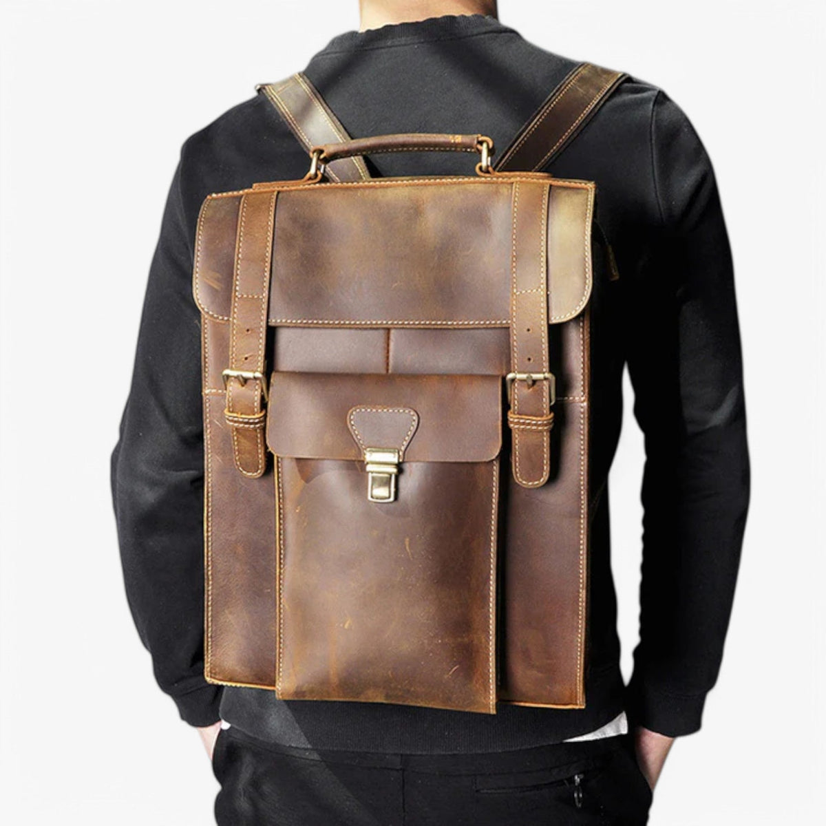 Men's Convertible Leather Backpack and Briefcase