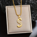Crystal Accent Initial Necklace in Gold Tone