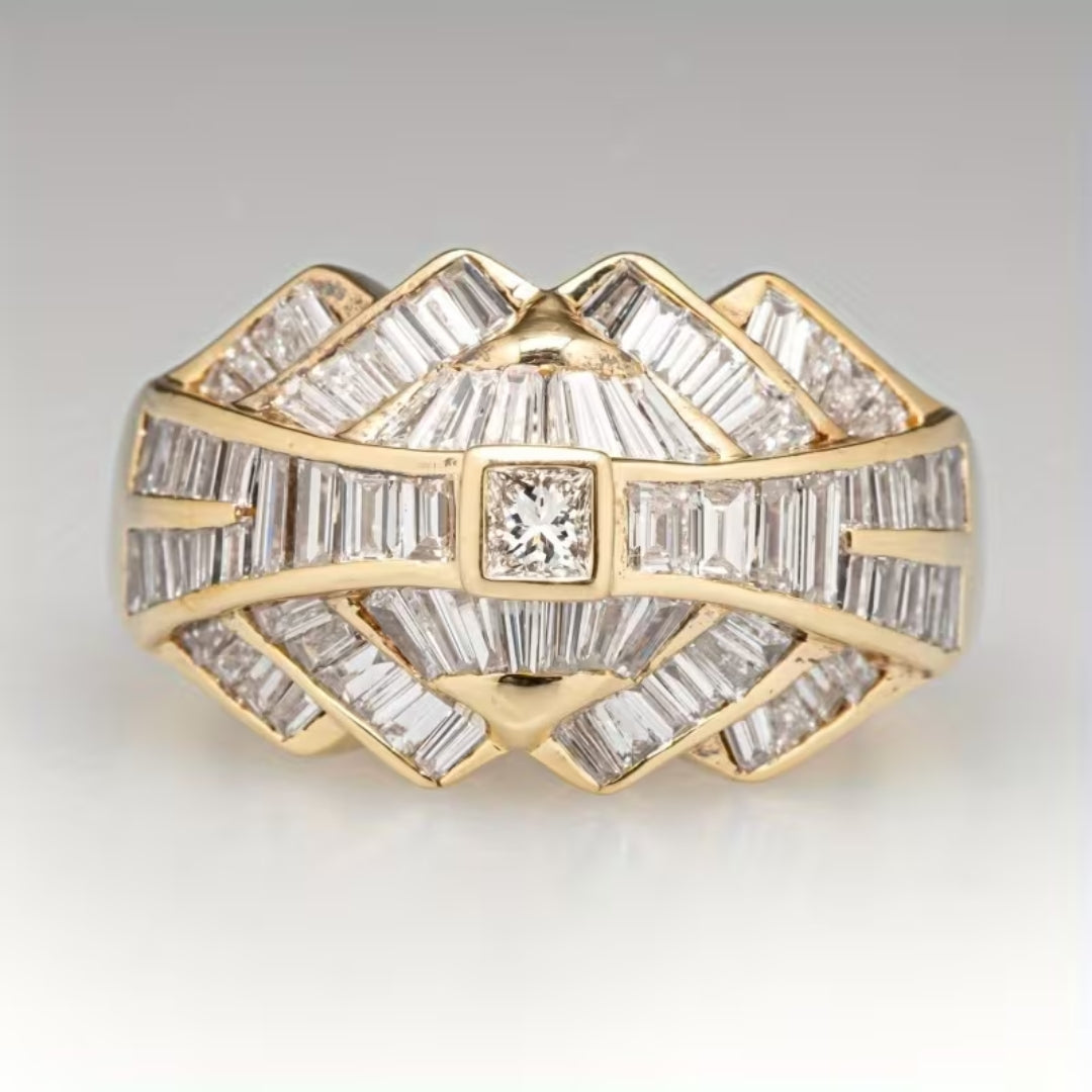 Baguette Chevron Statement Ring