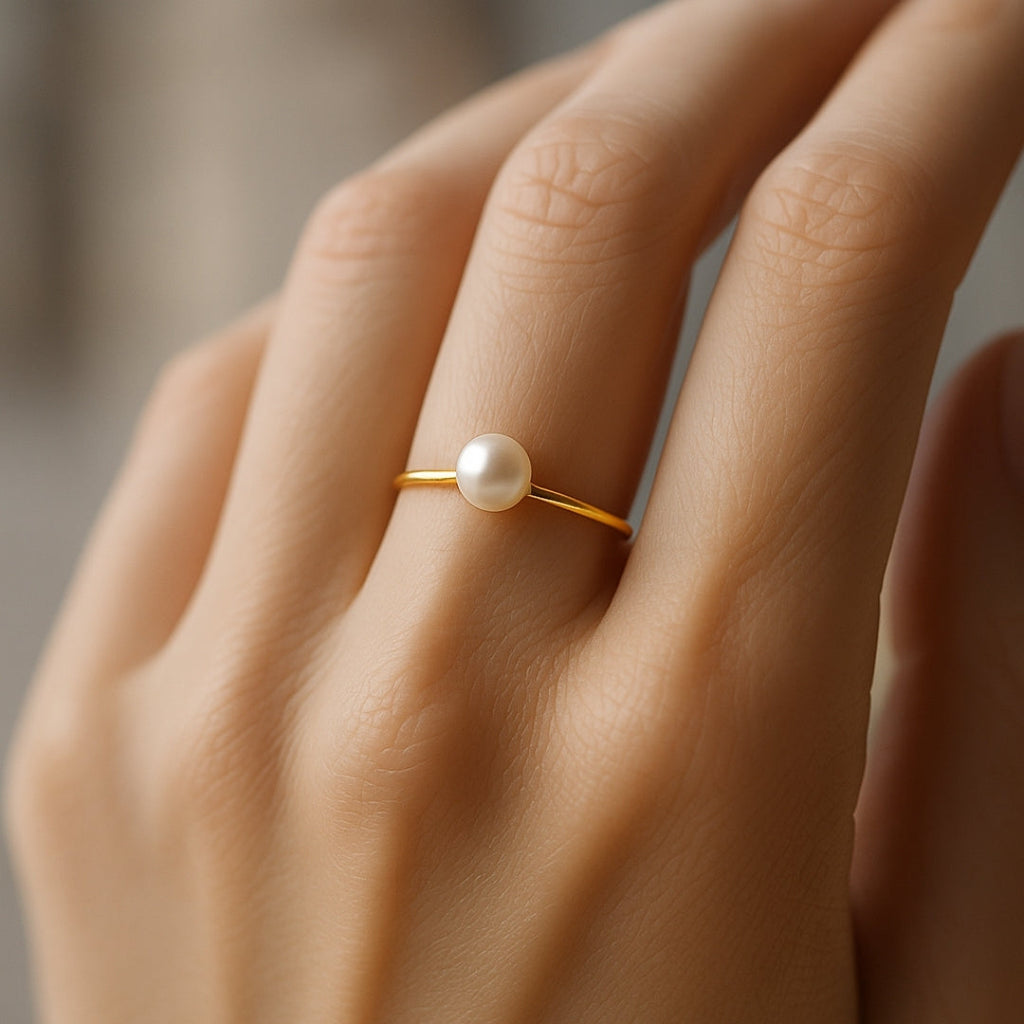 Classic Single Pearl Gold-Tone Ring