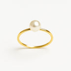 Classic Single Pearl Gold-Tone Ring