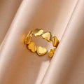 Adjustable Hearts Gold-Tone Ring