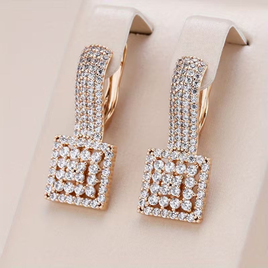 Square Pavé Drop Earrings