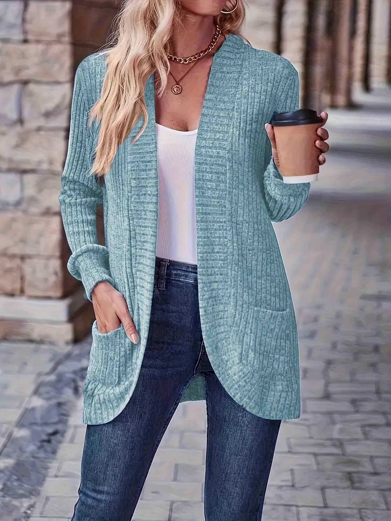 Softly Draped Knit Cardigan for Layering Over Dresses