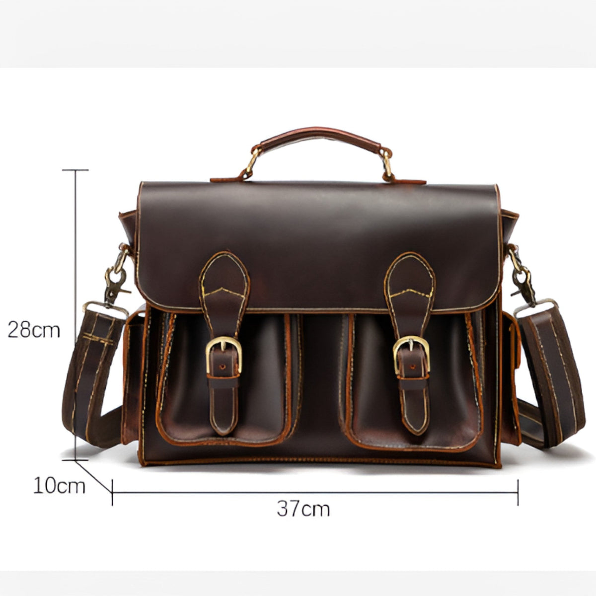 Retro Genuine Leather Laptop Briefcase for Work and Travel