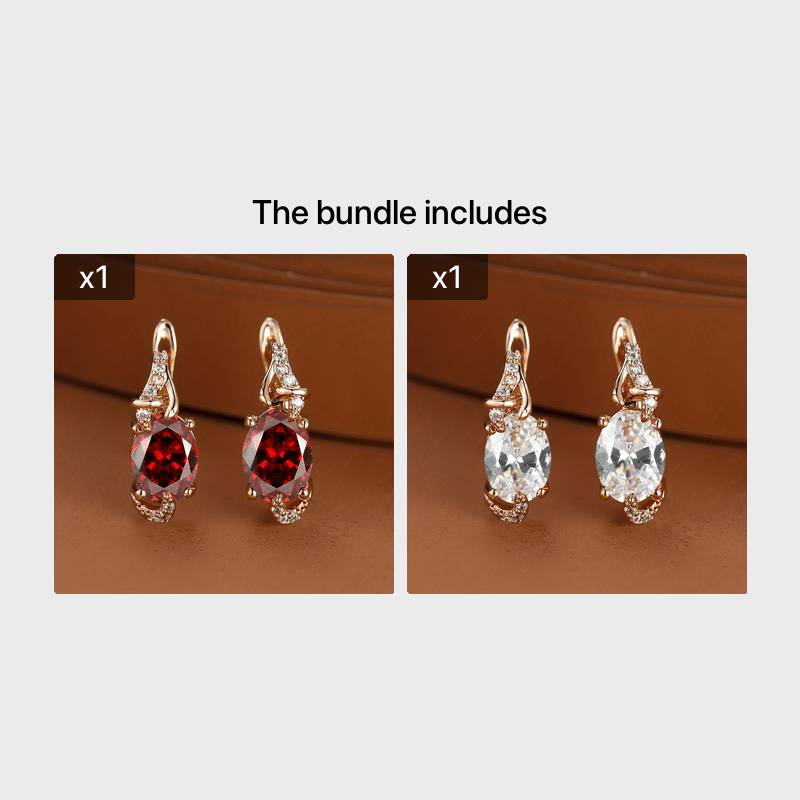 Round and Oval-Cut Stone Drop Earrings