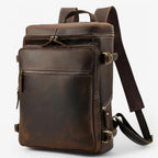 Luxury Full-Grain Leather Laptop Backpack with Padded Back