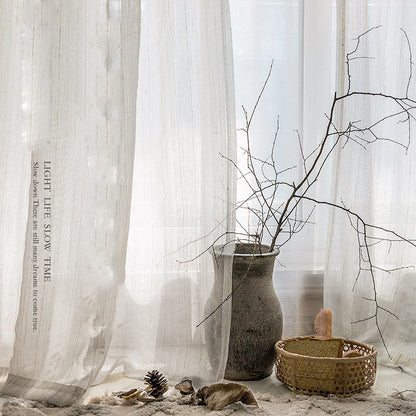 Cotton Linen Sheer Curtain Panel – Japanese Nordic Style, Light Filtering, Room Divider