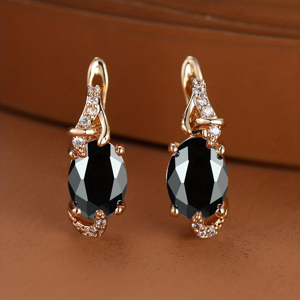 Round and Oval-Cut Stone Drop Earrings