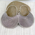 Bohemian Spiral Oxidised Disc Silver-Plated Earrings
