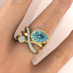 Vintage-Style Turquoise Drop Crystal Ring