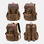 Retro Canvas and Genuine Leather Laptop Backpack