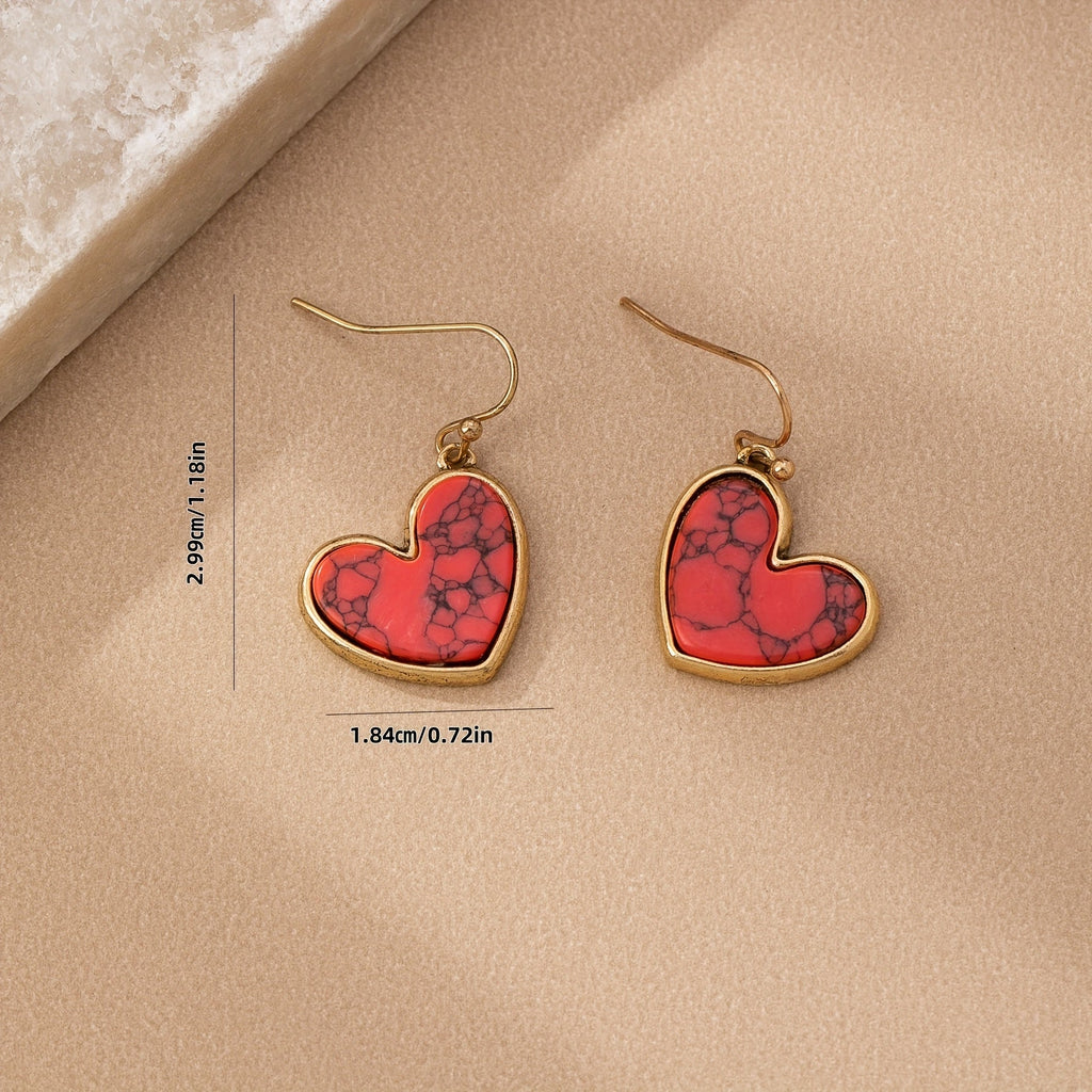 Bohemian Minimalist Heart Stone Earrings in Three Colours