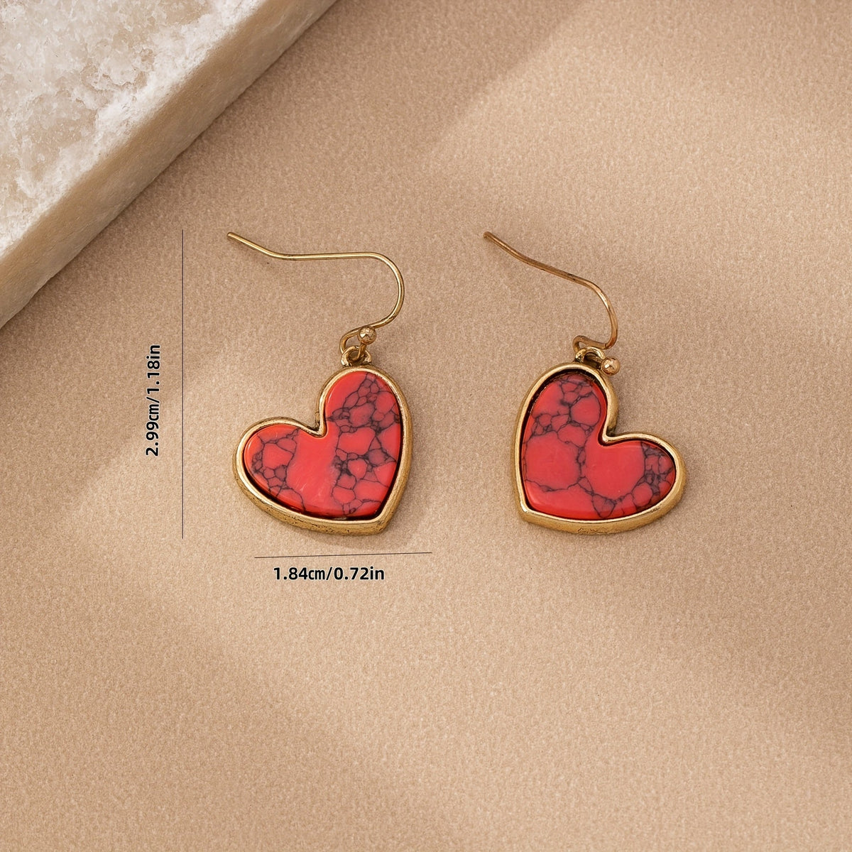 Bohemian Minimalist Heart Stone Earrings in Three Colours