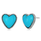 Boho Silver-Plated Turquoise Heart Earrings