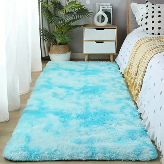 Fluffy Shaggy Area Rug – Tie-Dye Plush, Multiple Sizes, Living Room and Bedroom