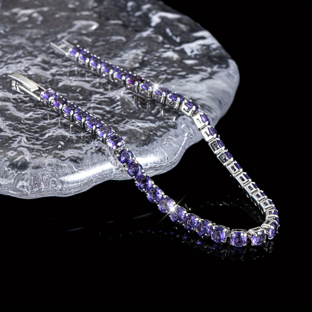 Boho Purple Zirconia Crystal Tennis Bracelet