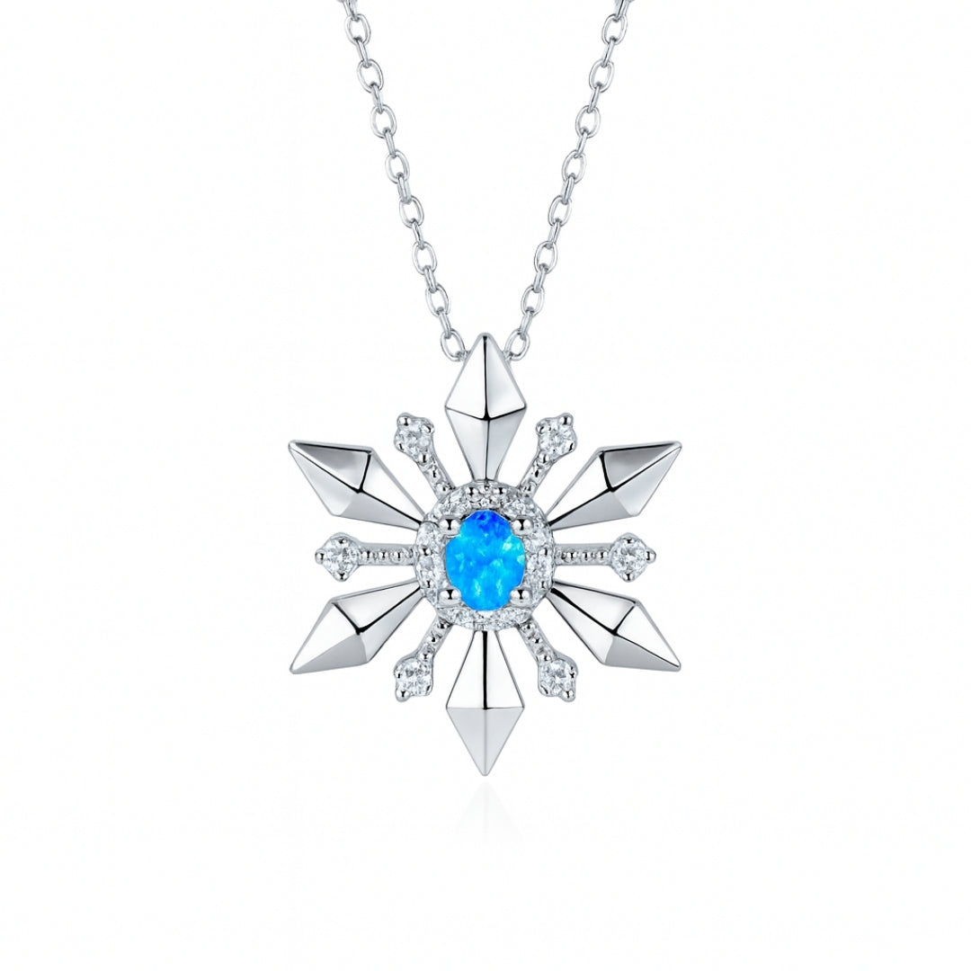 Snowflake Blue Crystal Necklace
