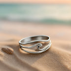 Ocean Wavy Layered Silver-Tone Ring