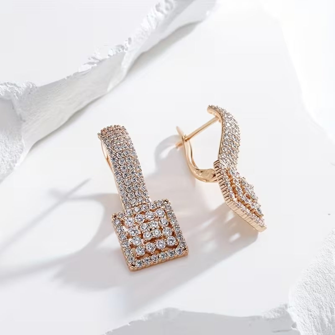 Square Pavé Drop Earrings