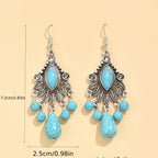 Bohemian Turquoise and Clear Drop Earrings