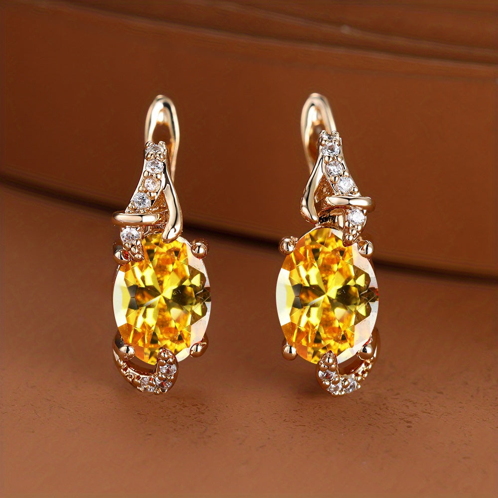 Round and Oval-Cut Stone Drop Earrings