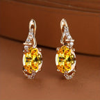 Round and Oval-Cut Stone Drop Earrings