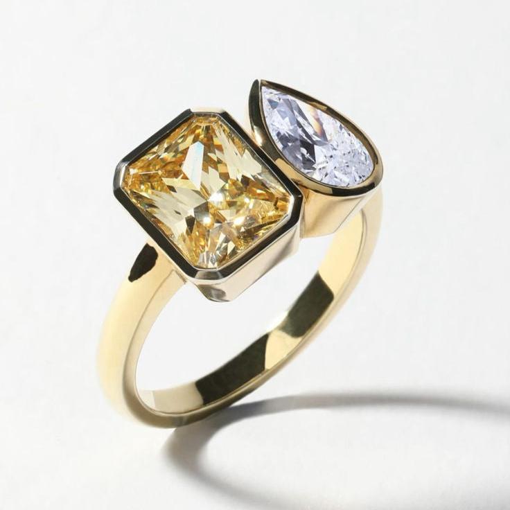 White and Yellow Glass Ring