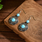 Bohemian Filigree Flower Turquoise Drop Earrings
