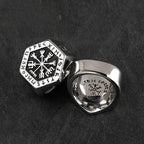 Roestvrijstalen ring met vintage-effect en gesneden band