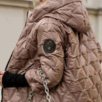 Quilted Puffer Jacket with Oversized Collar and Double Zip