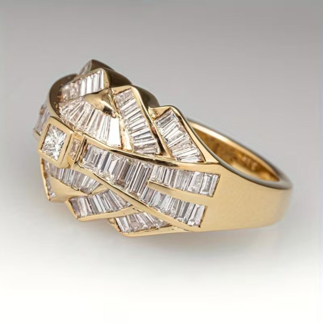 Baguette Chevron Statement Ring