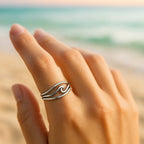 Ocean Wavy Layered Silver-Tone Ring