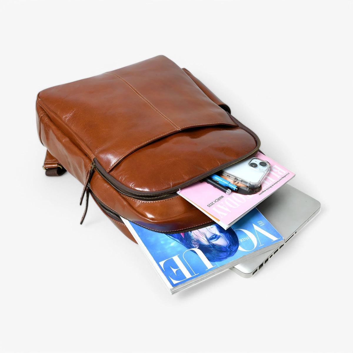 Handcrafted Premium Italian Leather Backpack in Brown