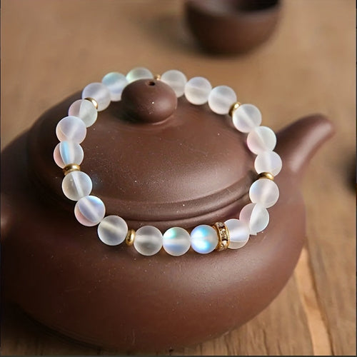 Adjustable Moonstone Bead Bracelet