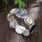 Bohemian Round Flower Geometric Stretch Cuff Bracelet