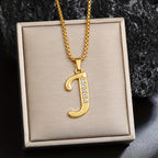 Crystal Accent Initial Necklace in Gold Tone