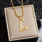 Crystal Accent Initial Necklace in Gold Tone