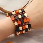 Tribal Wooden Bead Bracelet in Warm Tones