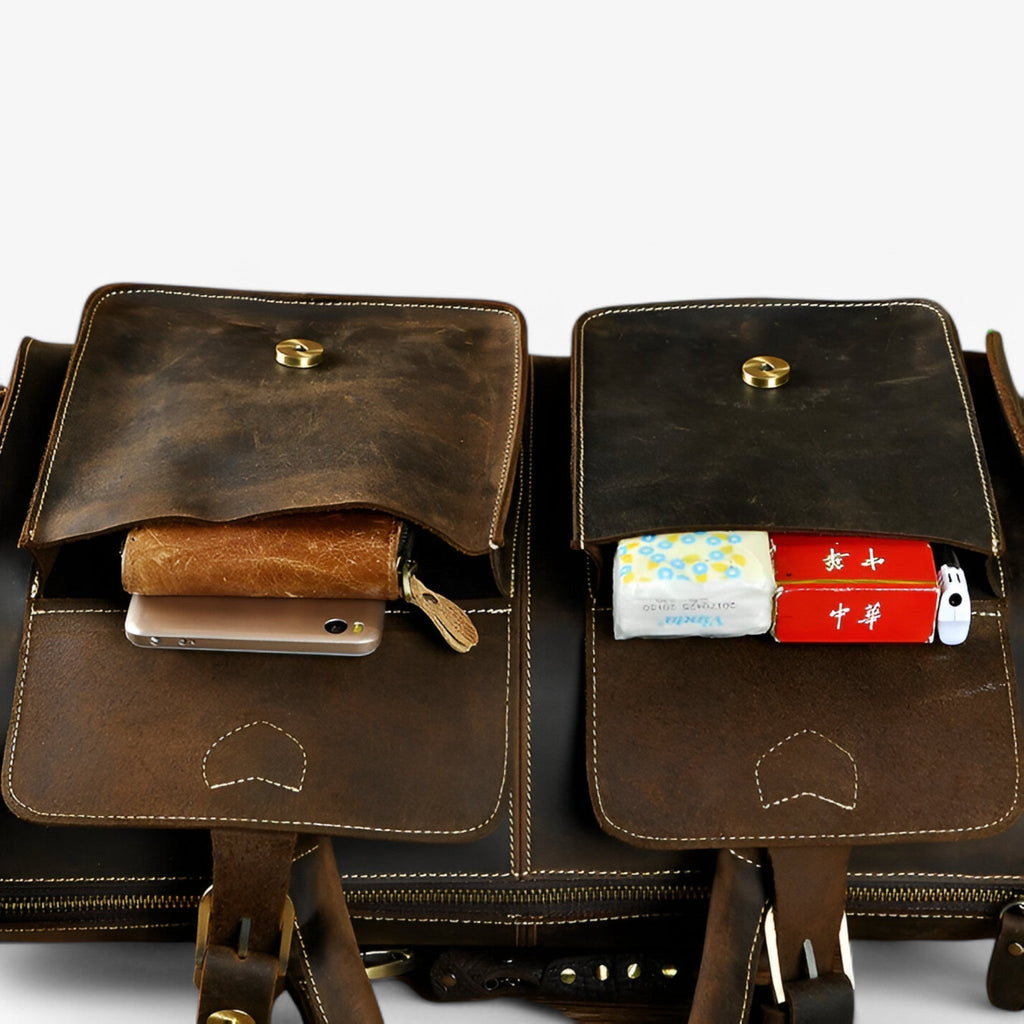 Men's Genuine Vintage Leather Briefcase for Work and Travel