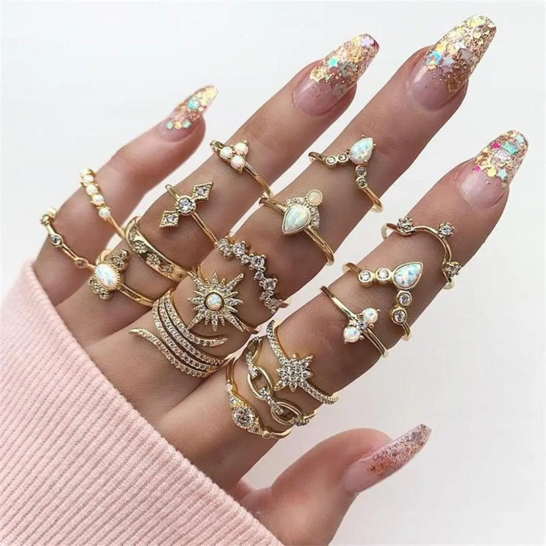 Adjustable Boho Ring Pack of 8 to 12 Stacking Rings