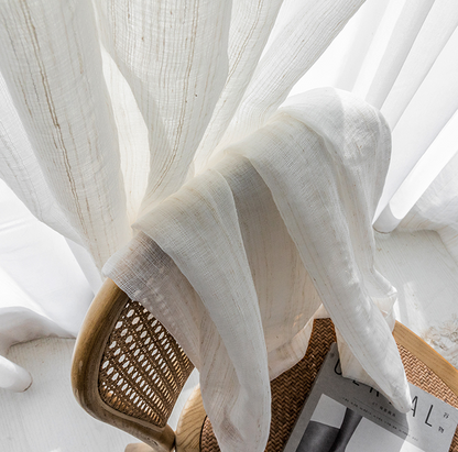 Cotton Linen Sheer Curtain Panel – Japanese Nordic Style, Light Filtering, Room Divider