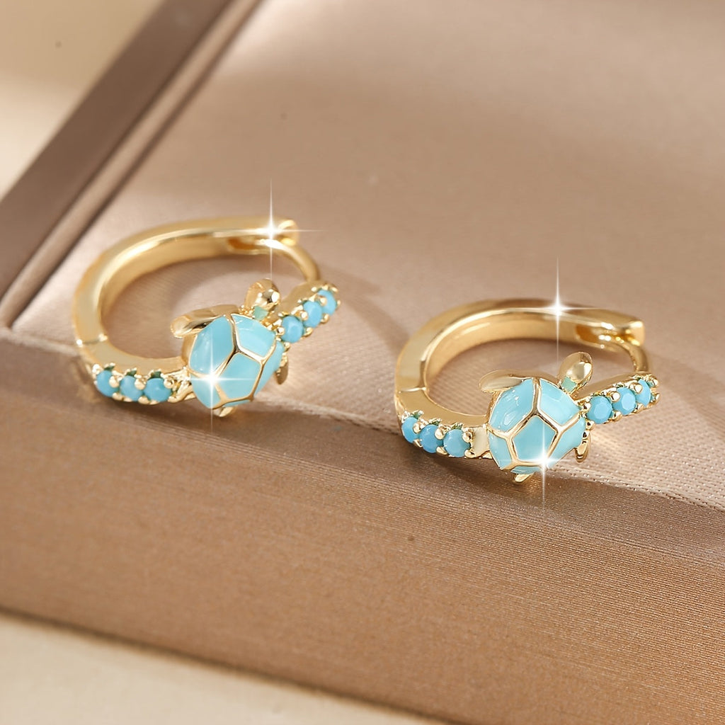 Turquoise schildpad-oorknopjes